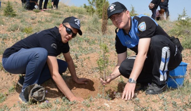 Özel gençler polis ormanında fidan dikti