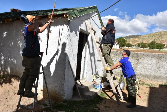 Aksaray’da müstakil bir evin müştemilatına giren yılan paniğe neden oldu