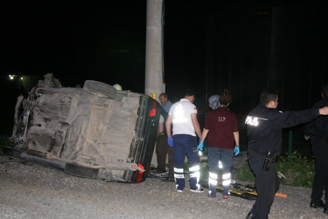 Kulu’da devrilen otomobilin sürücüsü yaralandı