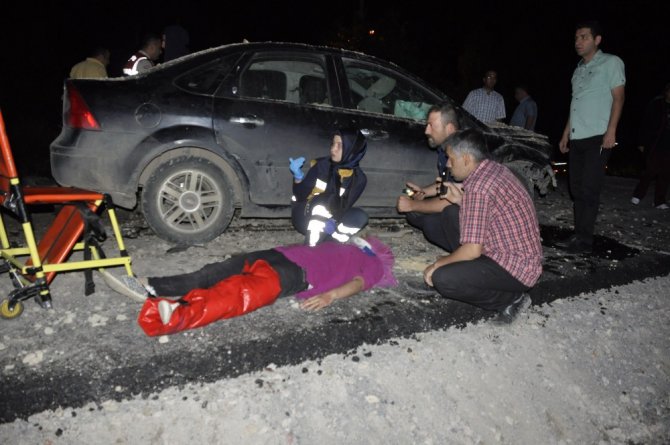 Konya’da otomobil kum yığınına çarptı: 6 yaralı