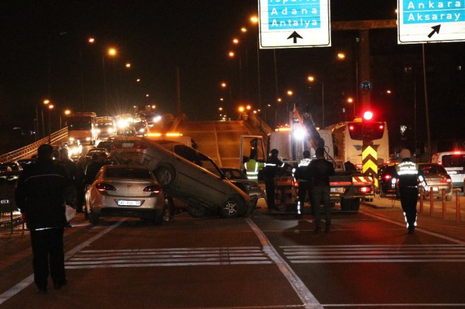 Konya’da 8 araç birbirine girdi: 2 yaralı