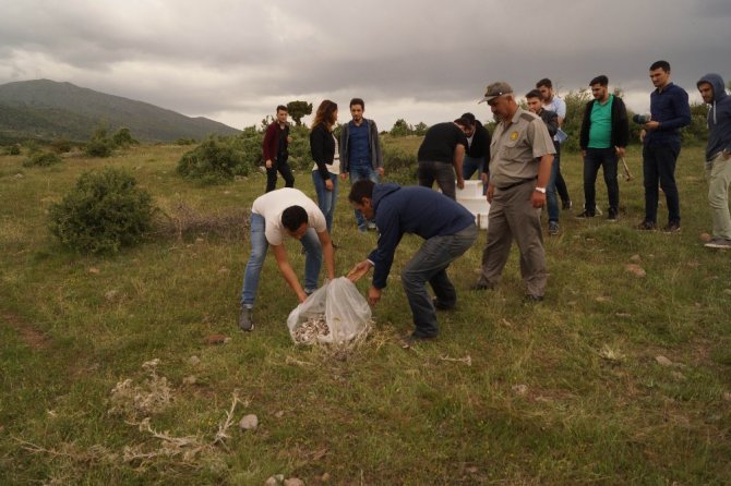 Konya’da üniversiteli öğrenciler, dağda ’Akbaba Sofrası’ kurdu