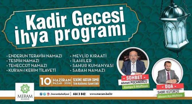 Meram’da “Kadir Gecesi İhya” programı