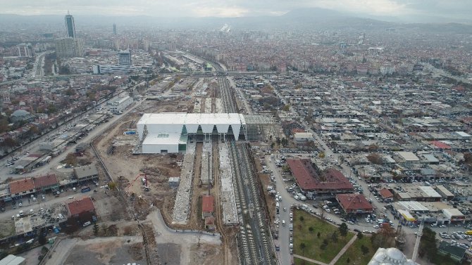 Konya’nın yeni YHT Garı havadan görüntülendi