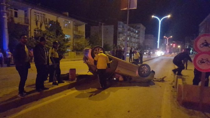 Konya’da kontrolden çıkan otomobil takla attı: 1 yaralı