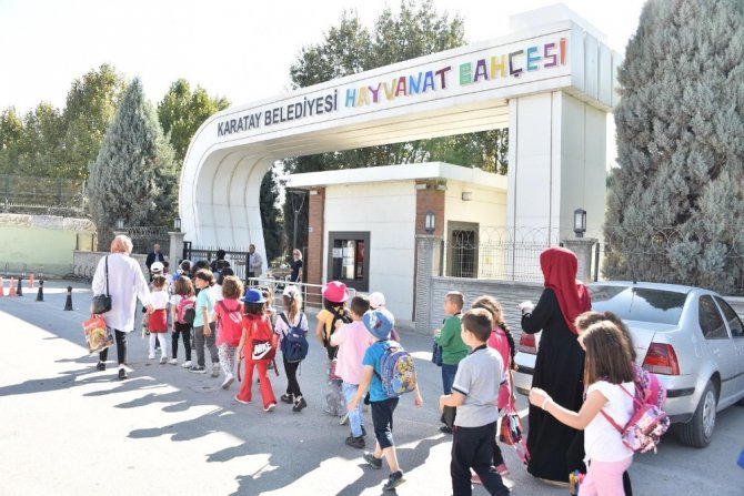 Karatay Hayvanat Bahçesi’ne öğrencilerden yoğun ilgi