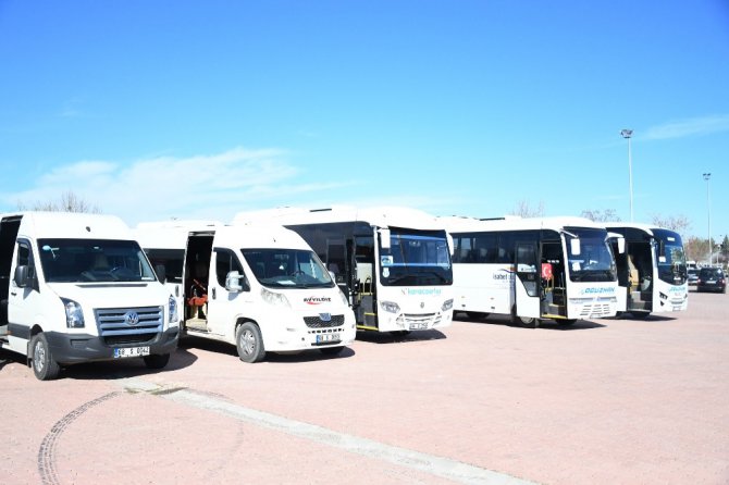 Aksaray’da öğrenci ve işçi servisleri dezenfekte edildi