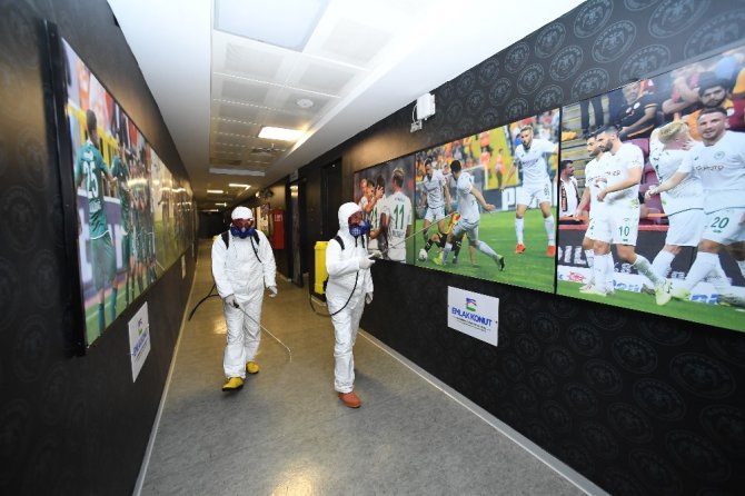 Konya stadı, Fenerbahçe maçı öncesi dezenfekte edildi