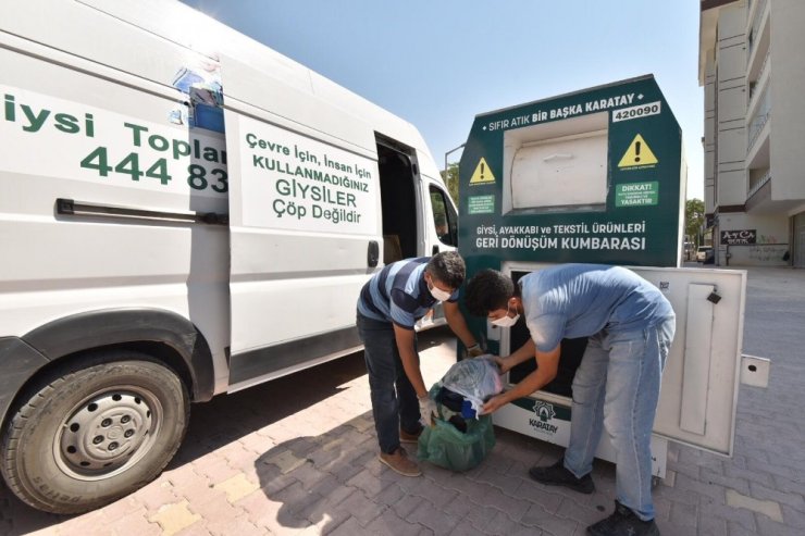 Karatay’ın 130 farklı noktasına giysi ve tekstil atık kumbarası yerleştirildi