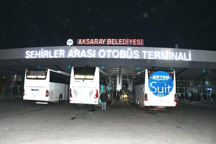 Aksaray terminalinde korona tedbirleri devam ediyor