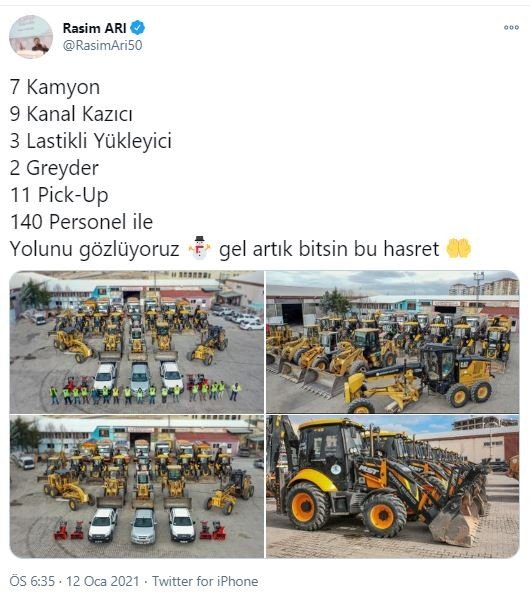 Başkan Arı’dan “Kar gel artık bitsin bu hasret” paylaşımı