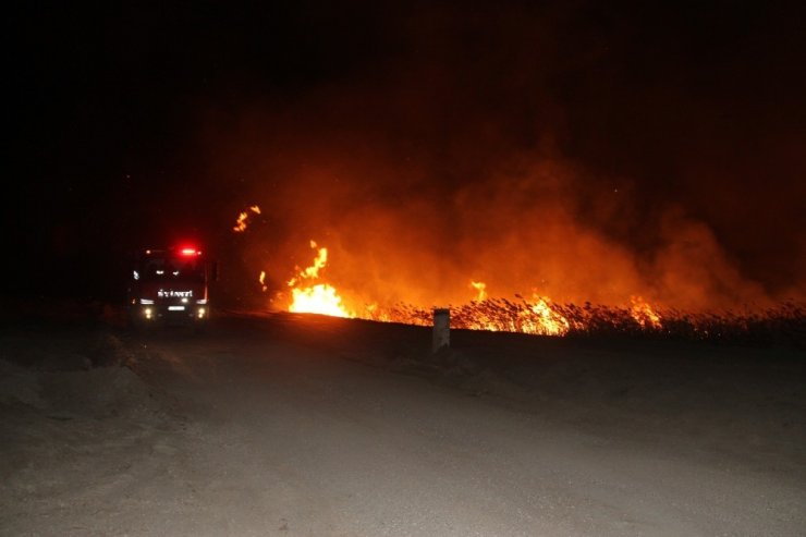 Beyşehir Gölü Milli Parkı’ndaki sazlıklar alev alev