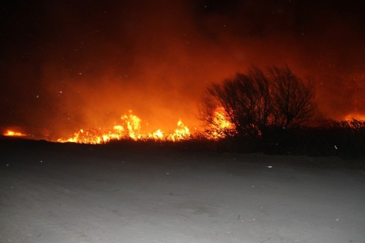 Beyşehir Gölü Milli Parkı’ndaki sazlıklar alev alev