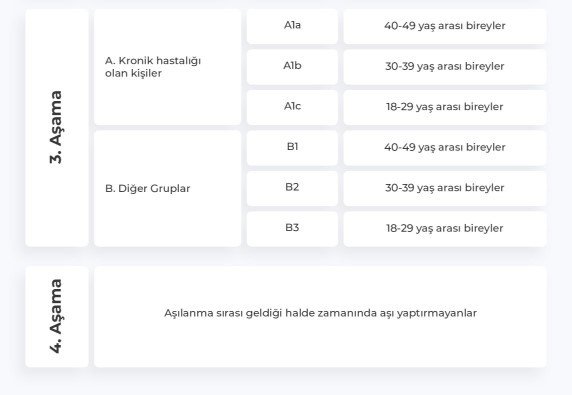 Covid-19 aşısı olacak grupların sıralaması belli oldu