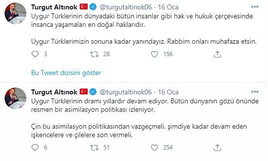 Başkan Altınok’tan Çin zulmüne tepki