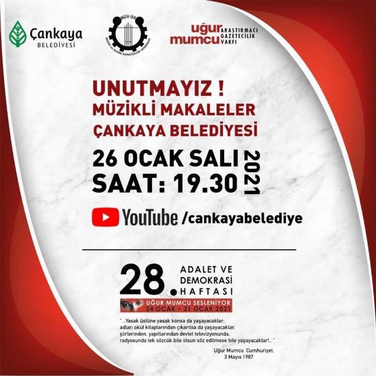 Çankaya Uğur Mumcu’yu anıyor