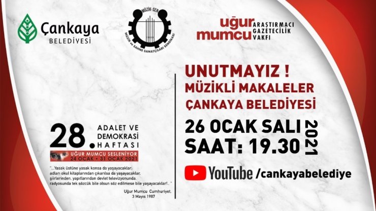 Çankaya Uğur Mumcu’yu anıyor