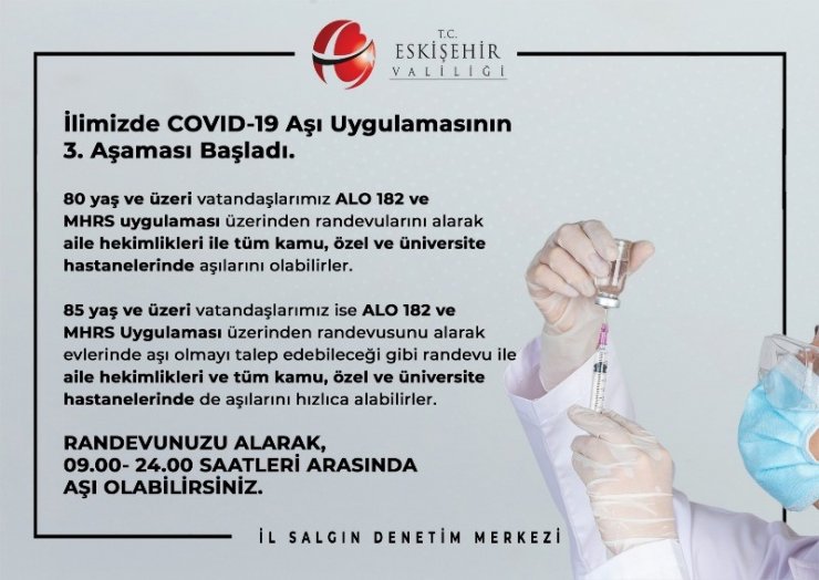 Covıd-19 aşı uygulamasının 3’ncü aşaması başladı