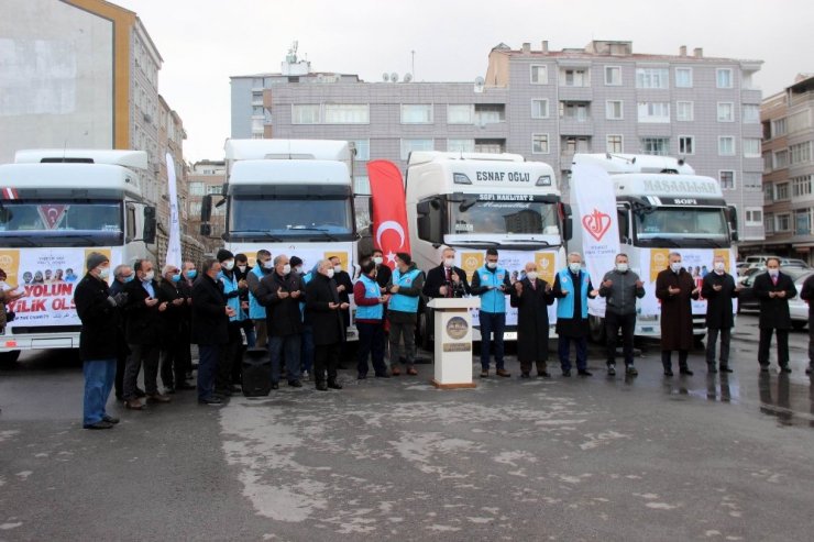 Kayseri’den 5 tırlık yardım yola çıktı