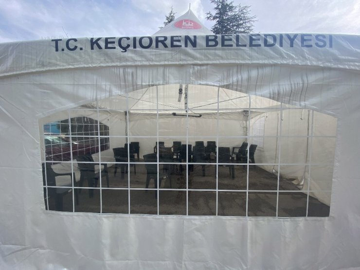 Keçiören Belediyesi’nden hastanelere ısıtıcılı bekleme çadırı