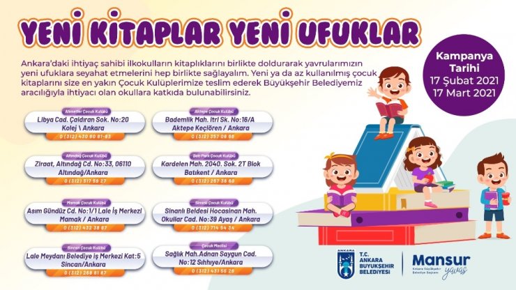 Ankara Büyükşehir Belediyesi’nden çocuklar için kitap kampanyası