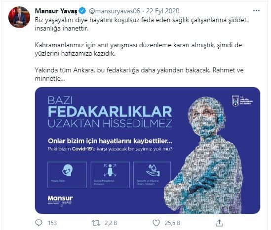 Pandemide yaşamını yitiren sağlık çalışanları için ‘anma mekanı’ proje yarışması