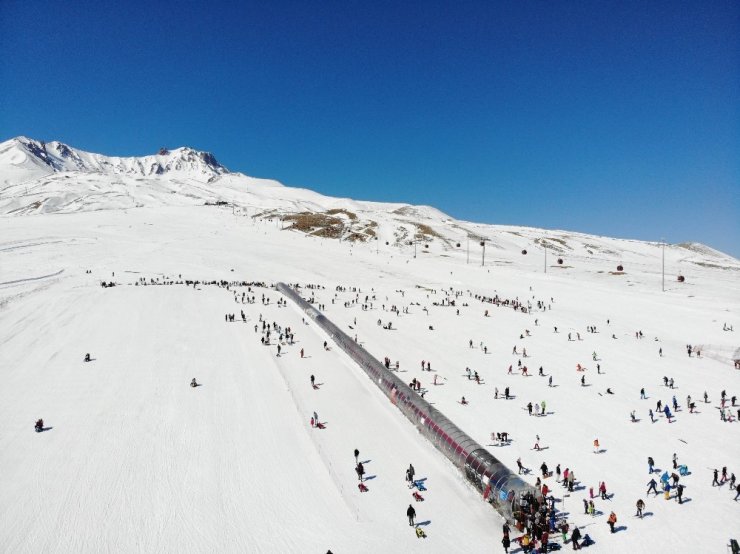 Erciyes’te denetimler artırıldı, pistler turistlere kaldı