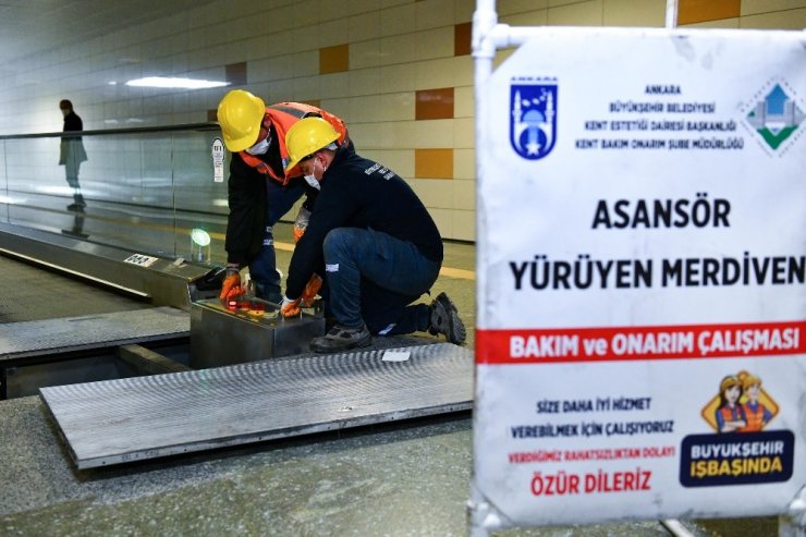 Başkent’teki asansör ve yürüyen merdivenlere bakım işlemi