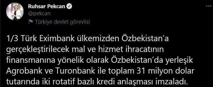 Eximbank, Özbekistan’da iki banka ile kredi anlaşması imzaladı