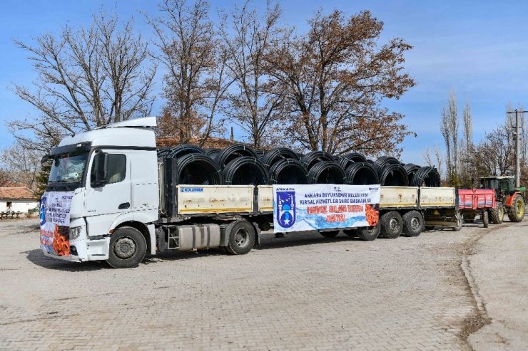 Ankara Büyükşehir Belediyesi’nden 12 mahalleye tarımsal sulama borusu desteği