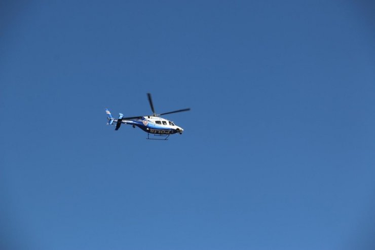 Aksaray’da helikopter destekli trafik uygulaması