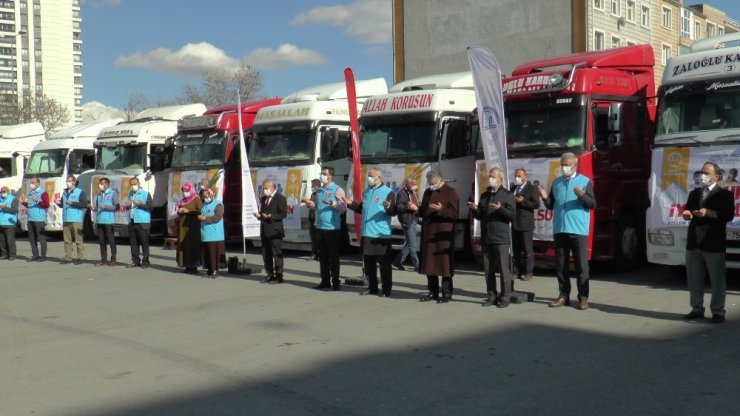 Sınır bölgelerine gidecek 12 tır patates ve 1 tır un Kayseri’den yola çıktı