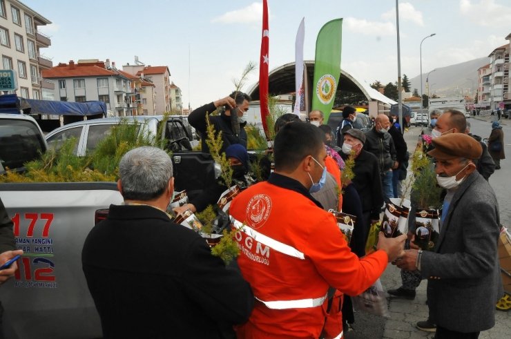 Akşehir’de vatandaşlara fidan dağıtıldı