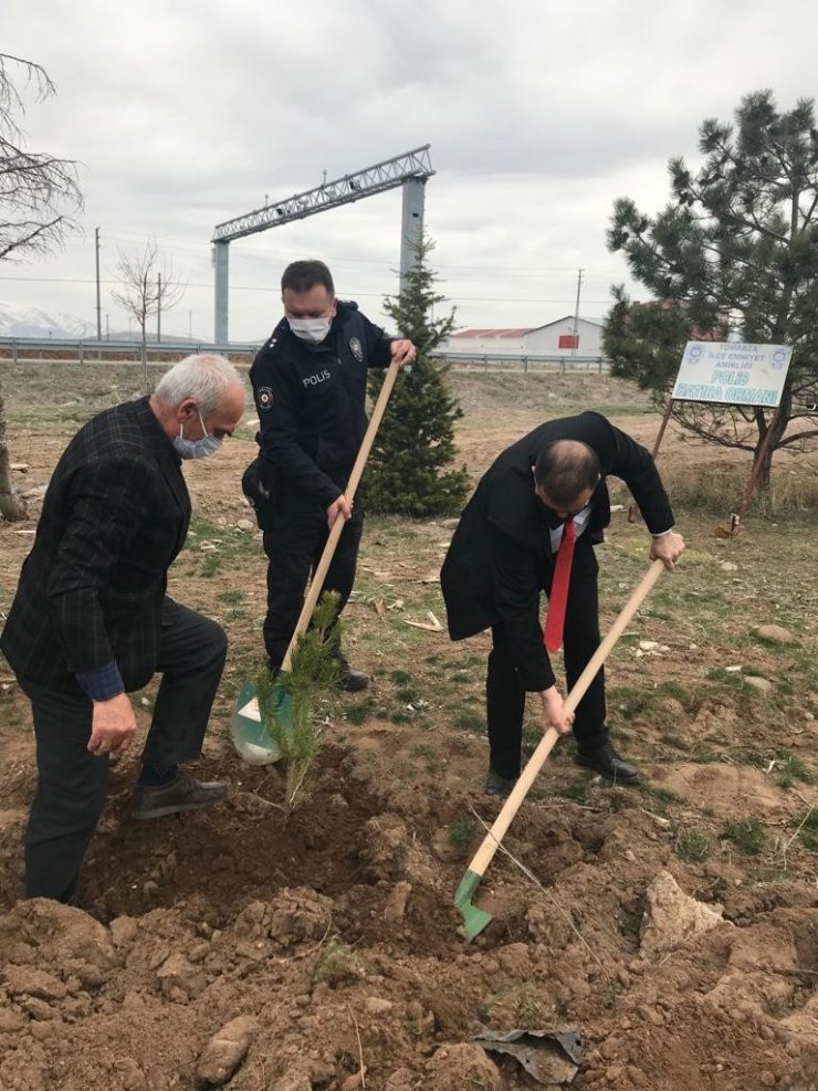 Tomarza’da Türk Polis Teşkilatının 176. yıl dönümünde 176 fidan toprakla buluşturuldu