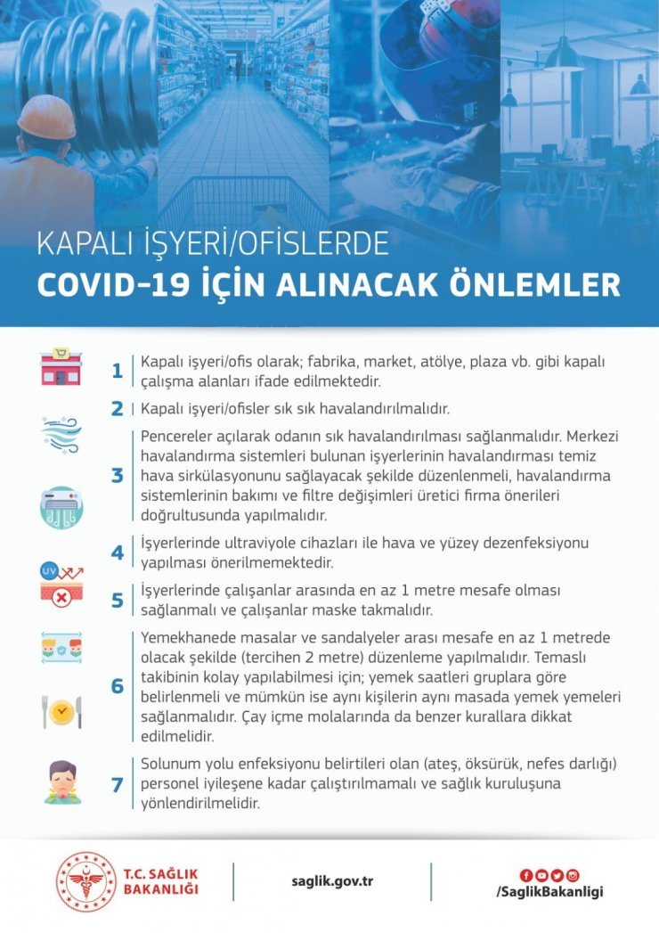 Sağlık Bakanlığı’ndan, “İşyeri/ofislerde Covid-19 için alınacak önlemler” açıklaması