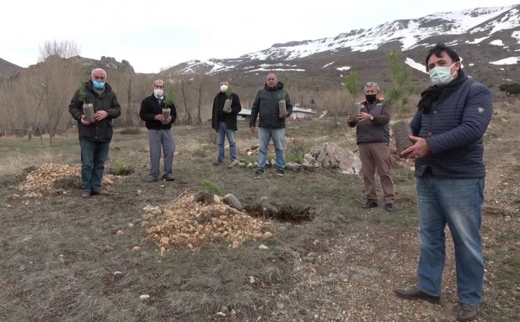 Yüzlerce fidanı toprakla buluşturmak için kilometrelerce yol kat ettiler