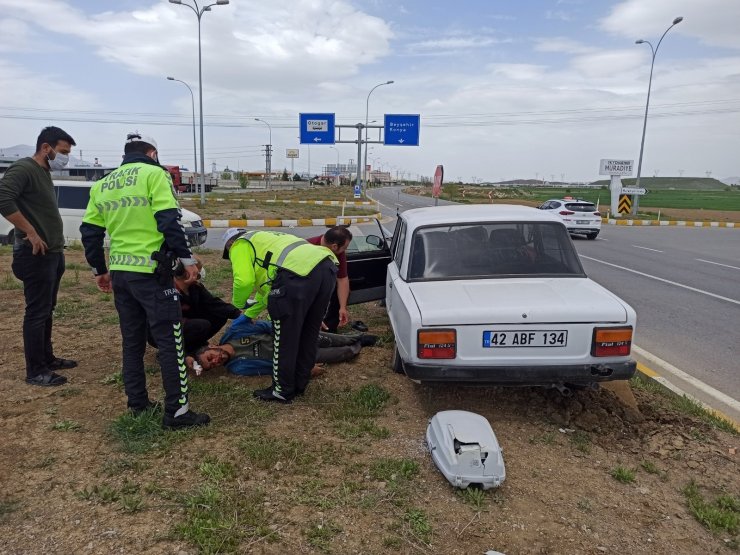 Konya’da otomobil refüje çıktı: 1 yaralı