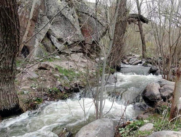 Erciyes’in karı eridi Kırlangıç Vadisi coştu