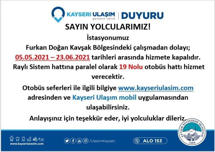 Ulaşım A.Ş.’den önemli duyuru