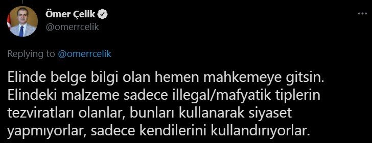 AK Parti Sözcüsü Çelik: “İçişleri Bakanımızı, kabinemizi ve partimizi bir suç örgütü üyesinin laflarıyla hedef alanları şiddetle kınıyoruz”