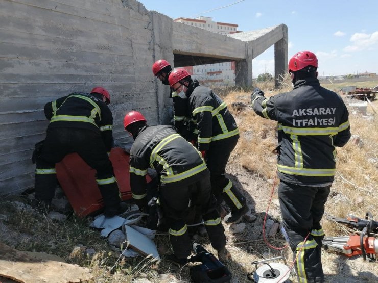 Aksaray’da gerçeği aratmayan afet müdahale tatbikatı