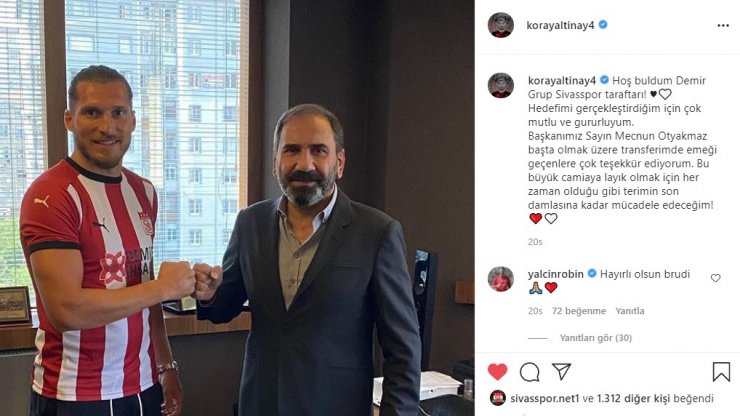 Sivasspor’un yeni transferi Koray: “Büyük bir camiaya geldim”