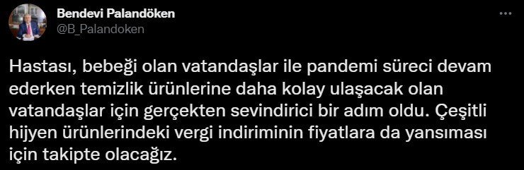 TESK Başkanı Palandöken: “Hijyen ürünlerindeki vergi indirimi talebimizin karşılık bulması sevindirici oldu”