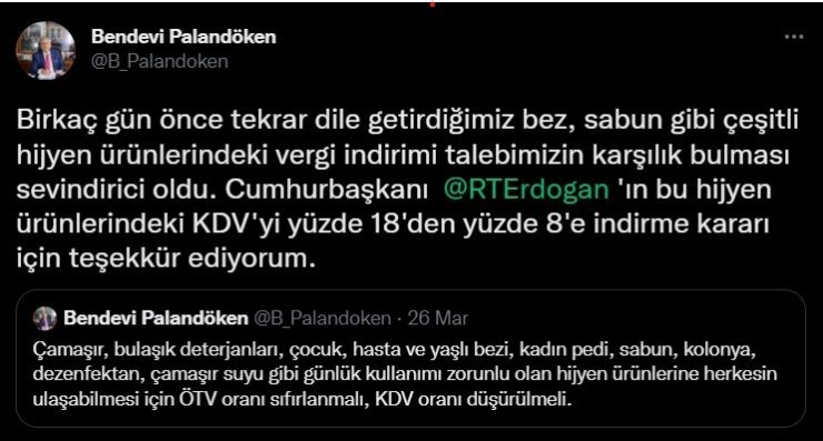 TESK Başkanı Palandöken: “Hijyen ürünlerindeki vergi indirimi talebimizin karşılık bulması sevindirici oldu”