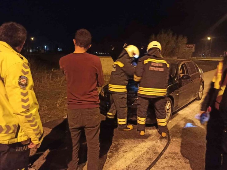 Konya’da cip alev alev yandı