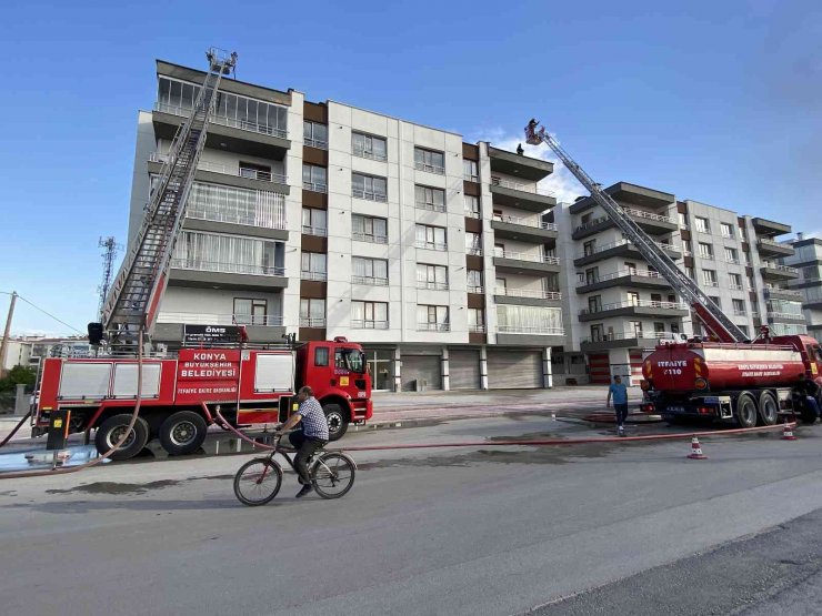 Konya’da çatı yangını korkuttu