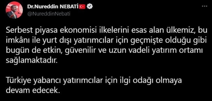 Bakan Nebati, yurt dışı yatırımcılarına yönelik tahsisli swap ile yatırım ortamı sağlanacağını duyurdu