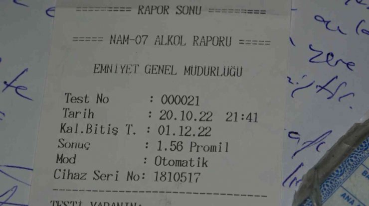 1,56 promil alkollü çıktı, “Hata yaptığımı biliyorum, inşallah bir daha yapmam” dedi