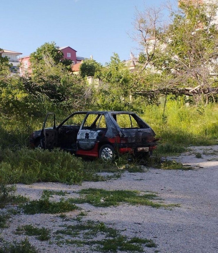 Park halindeki otomobil alev alev yandı