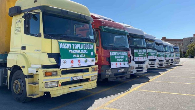 Konya’dan Hatay’a 100 çiftin düğünü için çeyiz yardımları tırlarla yola çıktı